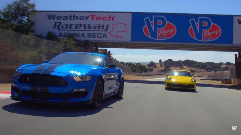 Ford Mustang Shelby GT350 Battles Porsche 911 at Laguna Seca